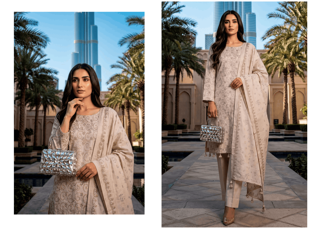 Dhanak 3 piece Embroided