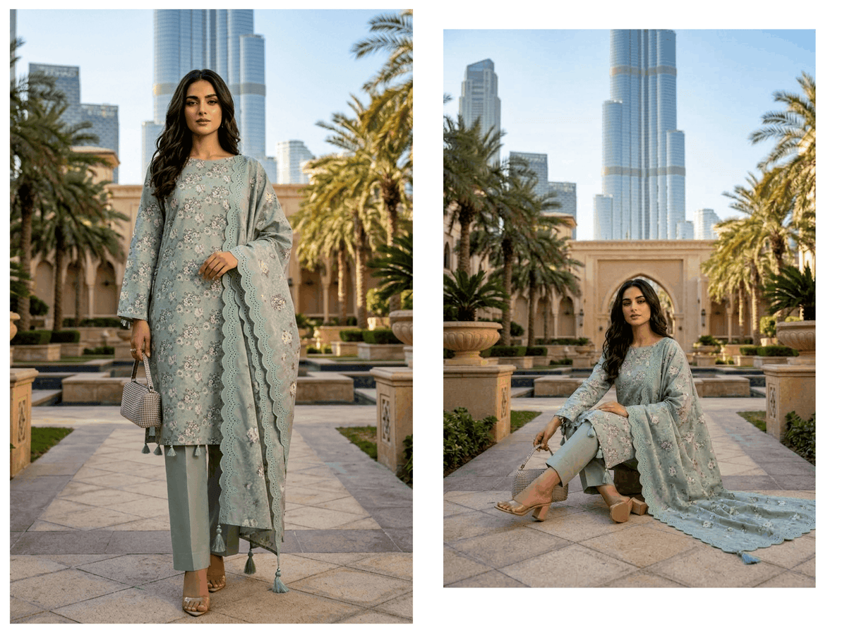 Dhanak 3 piece Embroided